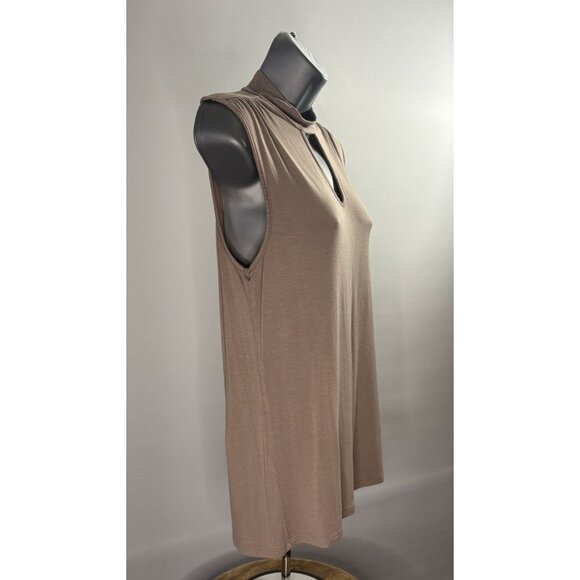 Jennifer Lopez Beige Sleeveless Keyhole Neckline Choker Cut Top Tunic Collar Med - Picture 7 of 10
